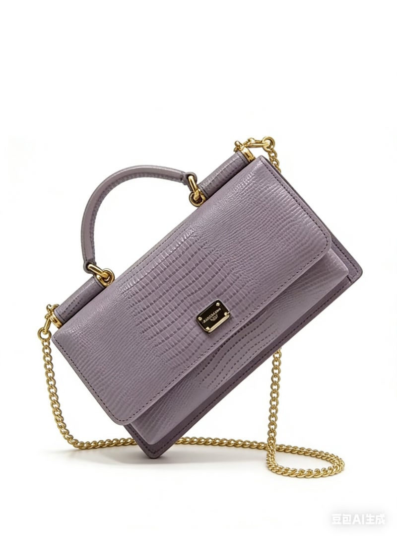 دي آند جي Dolce & Gabbana Dauphine ميني توت حقيبة | D & G علامة مخطوطة حقيبة يد من جلد العجل مع حزام سلاسل قابل للإزالة ، حفلات مسائية رائعة سلاسل فتاة - Image 1